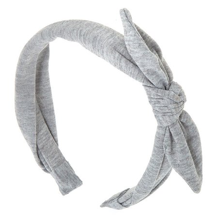 Solid Knotted Bow Headband - Light Gray | Claire's US