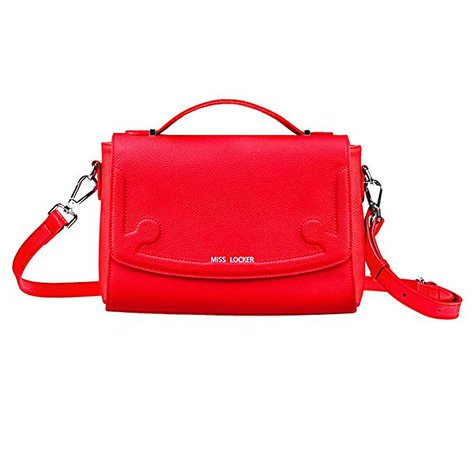 Amazon.com: Miss Locker Red Genuine Leather Cross Body Bag - Multi-Pocket - 3 Ways to Wear Handbag - Women Teen Girl Medium Messenger Satchel Shoulder Purse: Clothing