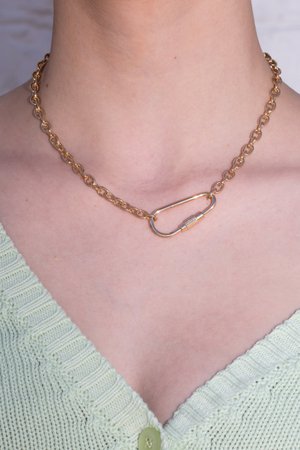 Gold Carabiner Chain Necklace - Accessories