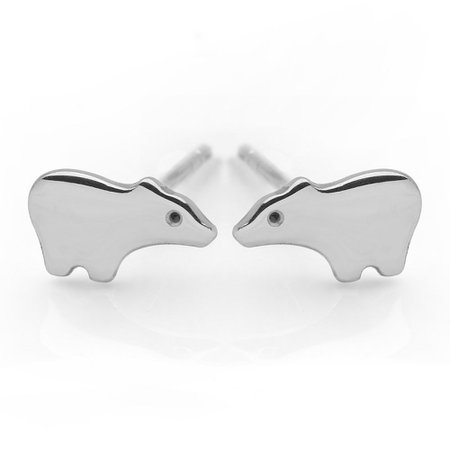 Polar Bear Studs - Silver Earrings - Silver by Mail