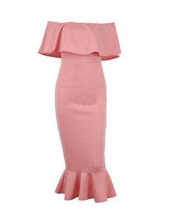 Pink Off Shoulder Ruffle Dress – joychic