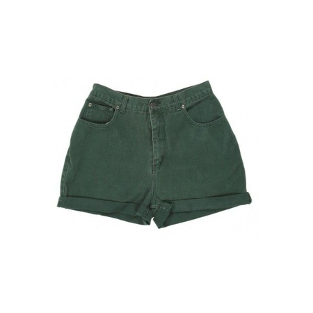 green jean shorts
