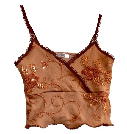 orange tank top hearts sequins fairycore fairy grunge princess cut crop top shirt y2k 90s vintage