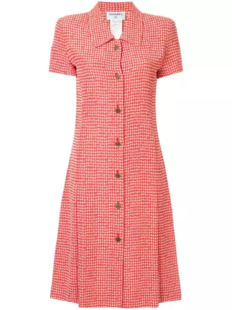 CHANEL Pre-Owned 1990s Checked Shirtdress - Farfetch