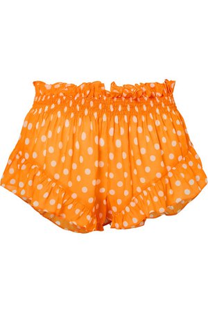 Caroline Constas | Ruffled polka-dot chiffon shorts | NET-A-PORTER.COM