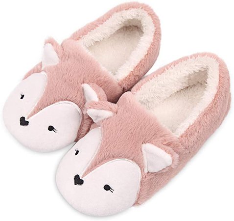 Amazon.com | Womens Fox Fleece Animal Cozy House Slippers Indoor Outdoor | Slippers