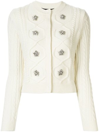 White Paule Ka Tricot Knit Embellished Cardigan | Farfetch.com