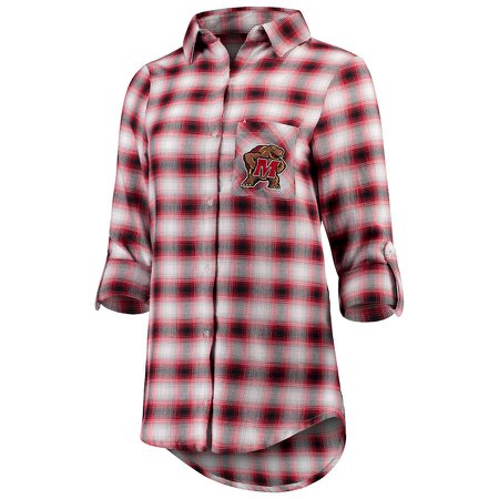 Maryland Terrapins Concepts Sport Women's Forge Flannel Long Sleeve Button-Up Shirt – Black/Red