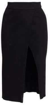 Women's Eyelet Detail Ribbed Pencil Skirt - Black - Size XS