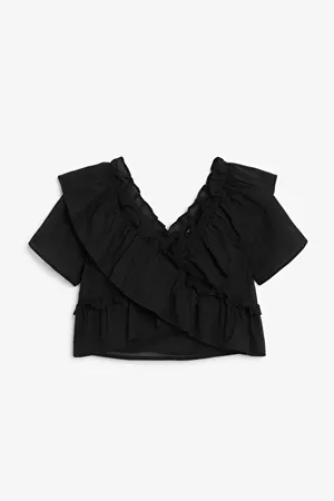 Ruffle blouse - Black - Shirts & Blouses - Monki WW