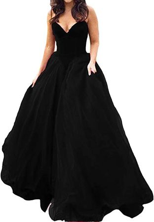 Lemai V Neck Velvet and Tulle Long Ball Gown Corset Formal Evening Prom Dresses at Amazon Women’s Clothing store
