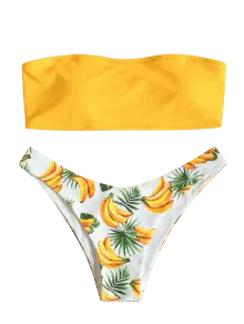 Bikini Bandeau à Imprimé De Banane Jaune Clair: Bikinis S | ZAFUL