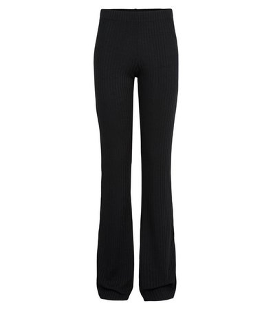 Girls Black Ribbed Flare Trousers | New Look