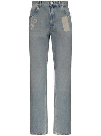 Martine Rose pocket print straight-leg jeans blue CMRSS20204 - Farfetch
