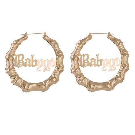 Large Size Metal Gold C Hoop Earring Old English Letters Name Word Babygirl Custom Bamboo Earrings - Buy Gold Hoop Earrings,Babygirl Earrings,Custom Bamboo Earrings Product on Alibaba.com