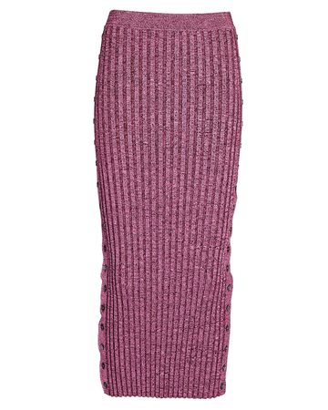 Jonathan Simkhai Ashton Rib Knit Midi Skirt In Purple | INTERMIX®