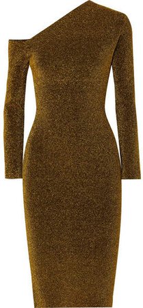 Liva Cold-shoulder Stretch-lurex Dress - Gold