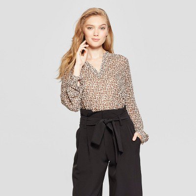 Womens Leopard Print Long Sleeve Popover Blouse – A New Day™ Tan XXL – Target Inventory Checker – BrickSeek