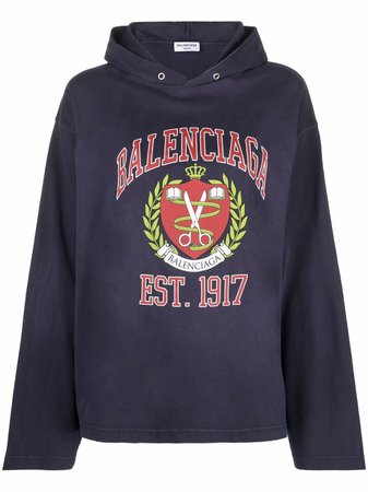 Balenciaga College crest-print hoodie - FARFETCH