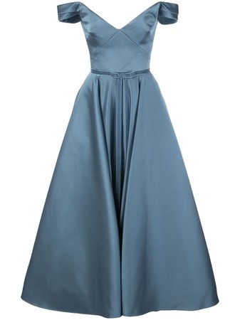 Marchesa Notte, Off The Shoulder Flared Gown Dress