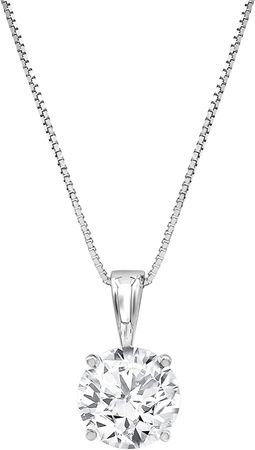 Amazon.com: 1.00 Carat Diamond, 14K White Gold 4 Prong Set Round-cut Lab Grown Diamond Solitaire Stud Pendant Necklace (J, VS-SI) by La4ve Diamonds| Jewelry for Women| Gift Box Included : Clothing, Shoes & Jewelry