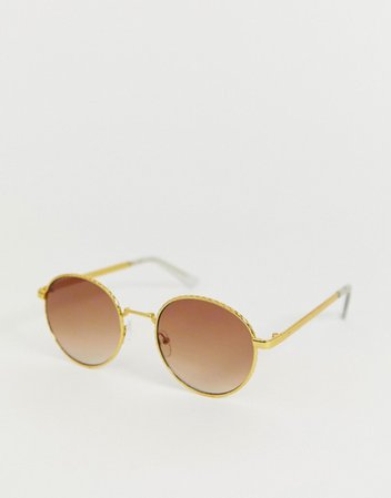 round metal sunglasses with roping detail