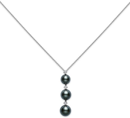 Black South Sea Pearl & Diamond Pendant Necklace