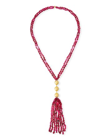 NEST Jewelry Beaded Quartz Tassel Necklace
