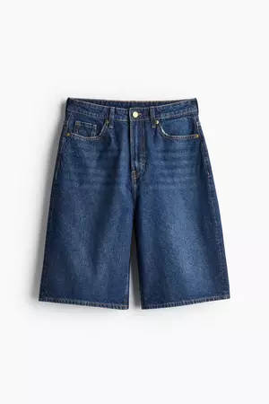 Bermuda Baggy High Denim Shorts - Dark denim blue - Ladies | H&M US