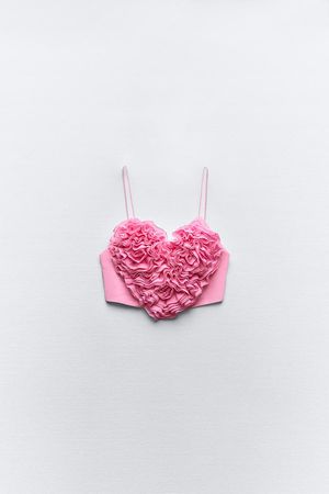VOLUMINOUS HEART CROP TOP - Pink | ZARA United States