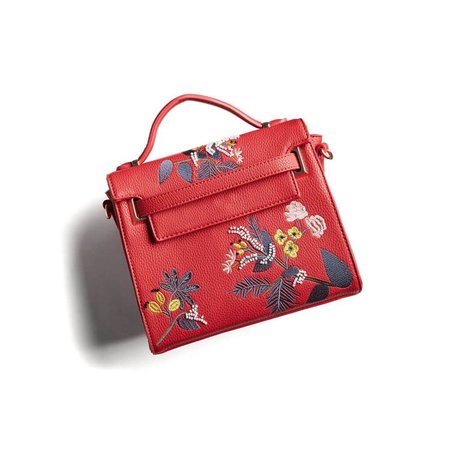red flower decorated bag