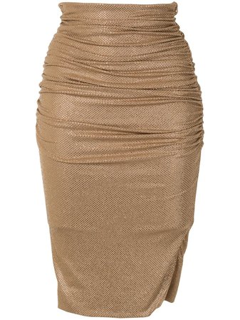 Alexandre Vauthier Crystal Ruched Pencil Skirt - Farfetch