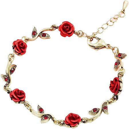 Amazon.com: MLEPUS Women Girls Rose Flower Charm Bracelet Vintage Rose Temperament Valentine's Day Gift Bracelet: Clothing, Shoes & Jewelry