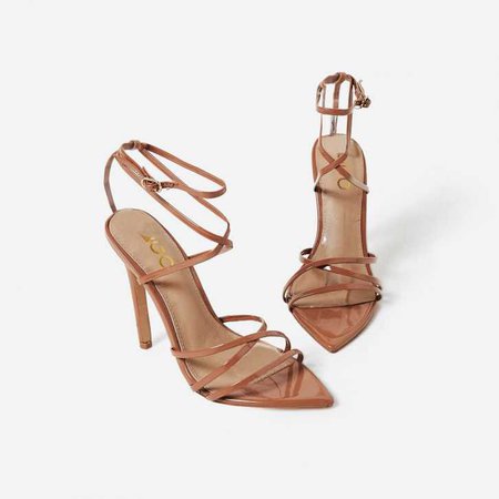 Kaia Pointed Barely There Heel In Mocha Patent