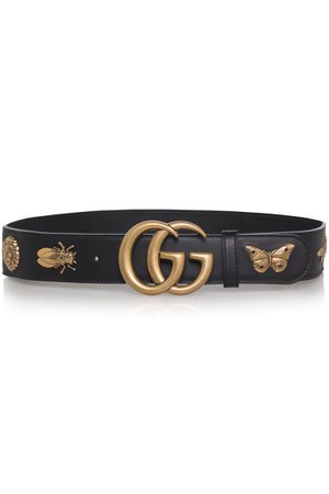 Gucci BLACK GG Animal Stud Leather Belt