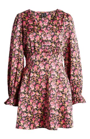 VERO MODA Elly Floral Long Sleeve Minidress | Nordstrom
