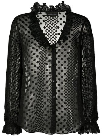Emporio Armani sheer polka dot patterned blouse