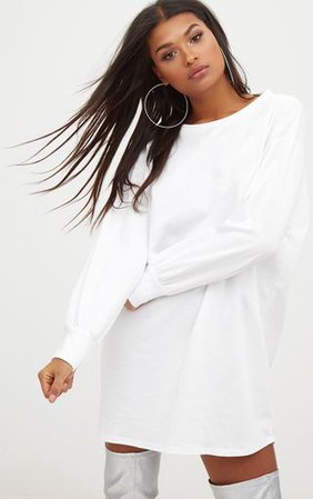 White Oversized Sweater Dress | PrettyLittleThing