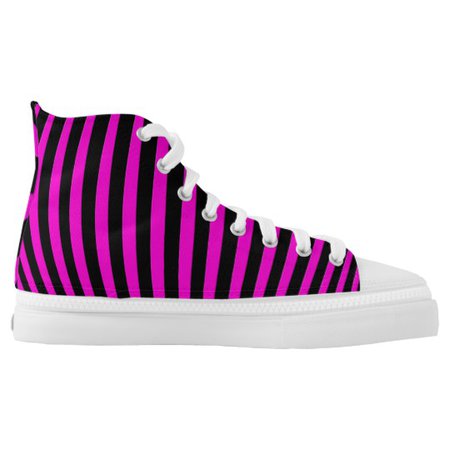 Hot Pink Warped Stripes High-Top Sneakers | Zazzle.com