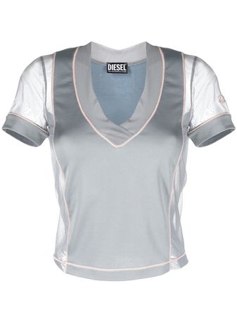 Diesel sheer-panelled V-neck T-shirt - Farfetch