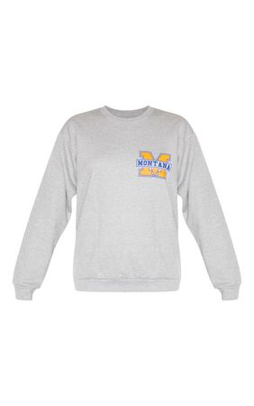 Grey Montana Slogan Sweatshirt | PrettyLittleThing USA