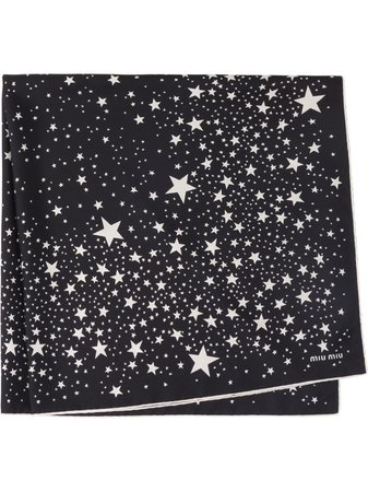 Miu Miu Star Print Scarf 5FF0012D8C Black | Farfetch