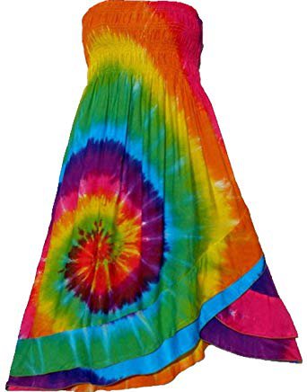 Tie Dyed Shop Rayon Rainbow Convertible Tie Dye Dress Skirt-Medium at Amazon Women’s Clothing store