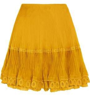 Layered Plisse Silk-organza Mini Skirt