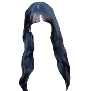 Long Black Hair Bangs PNG