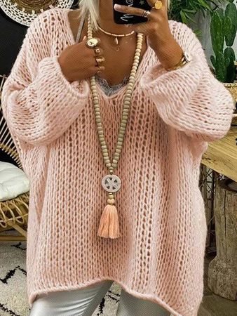 SHEIN LUNE Plus Drop Shoulder Open Knit Sweater | SHEIN