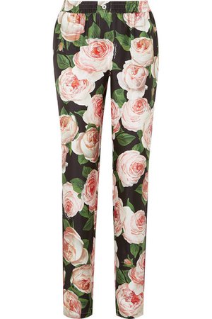 Dolce & Gabbana | Floral-print silk-charmeuse tapered pants | NET-A-PORTER.COM