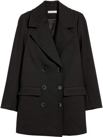 Double-breasted Coat - Black