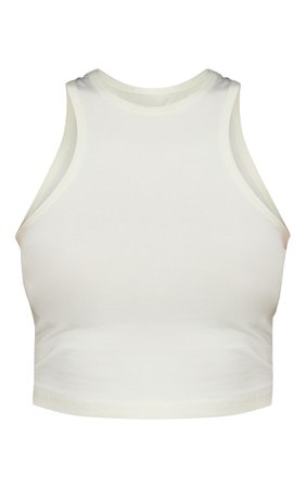 Cream Soft Cotton Racer Crop Vest | Tops | PrettyLittleThing USA