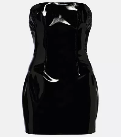 Strapless Patent Leather Minidress in Black - La Quan Smith | Mytheresa